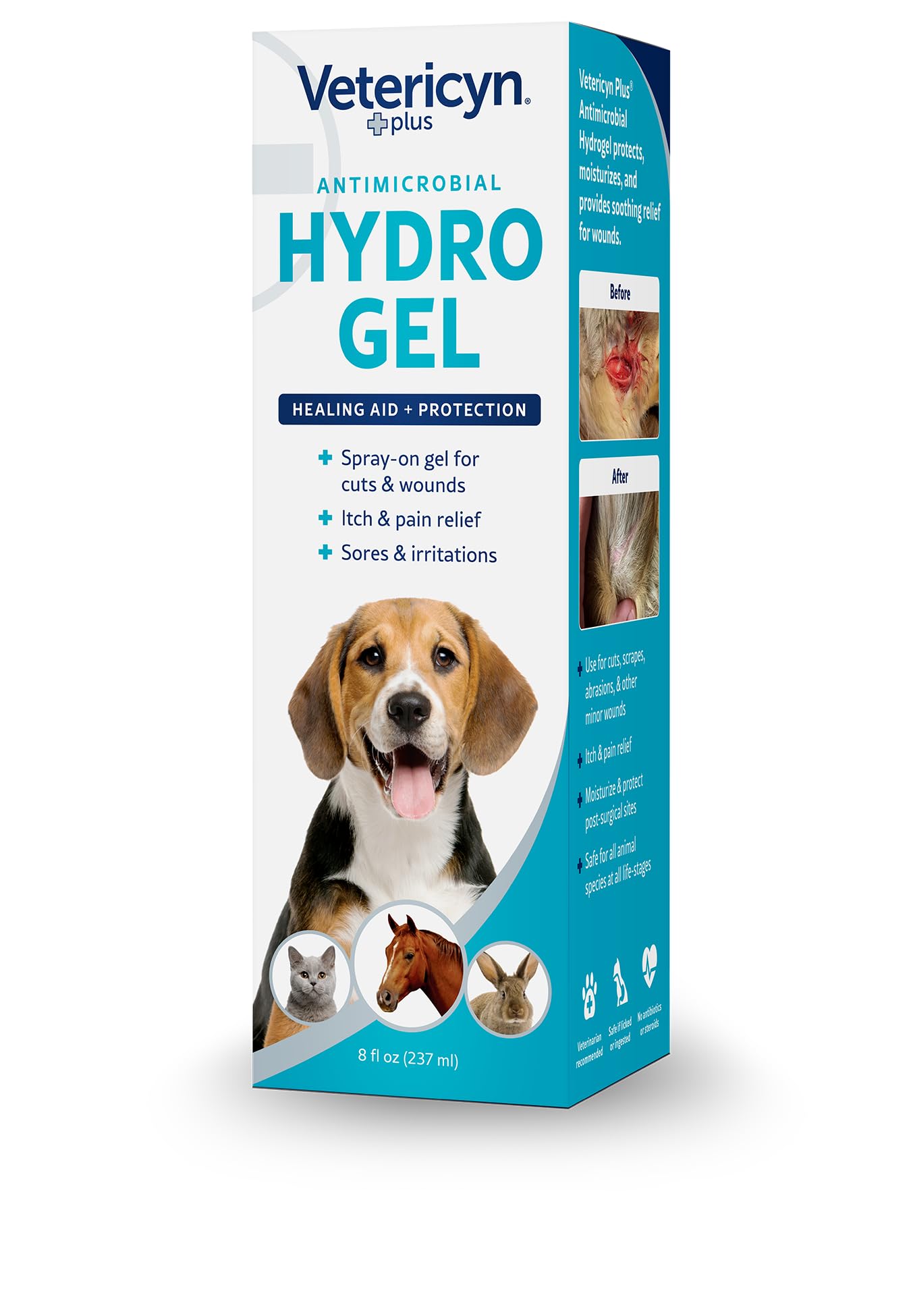 Vetericyn Plus spray-label provides guidance for all life stages and common injuries.
