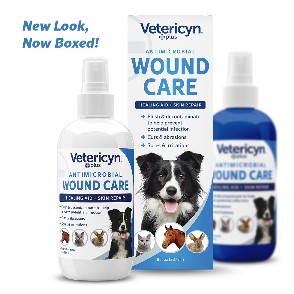 Vetericyn Plus Dog Wound Spray application demonstrates gentle skin relief for pets.