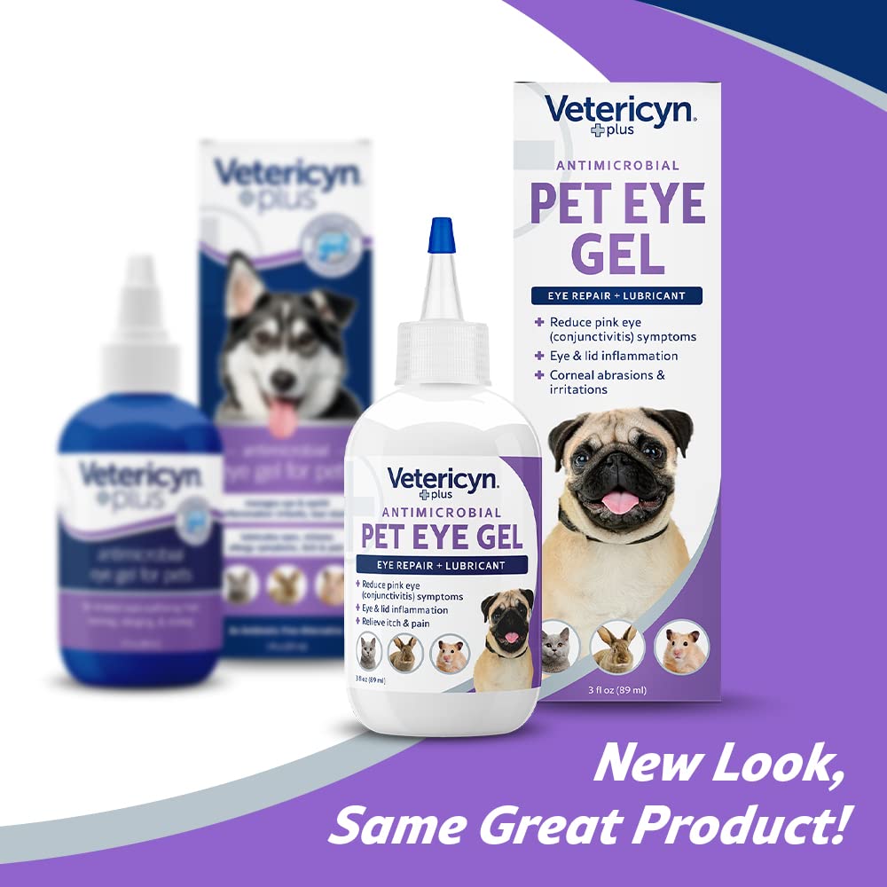 Vetericyn Plus Eye Gel applicator near dog eye showing daily lubrication use