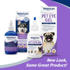 Vetericyn Plus Eye Gel applicator near dog eye showing daily lubrication use