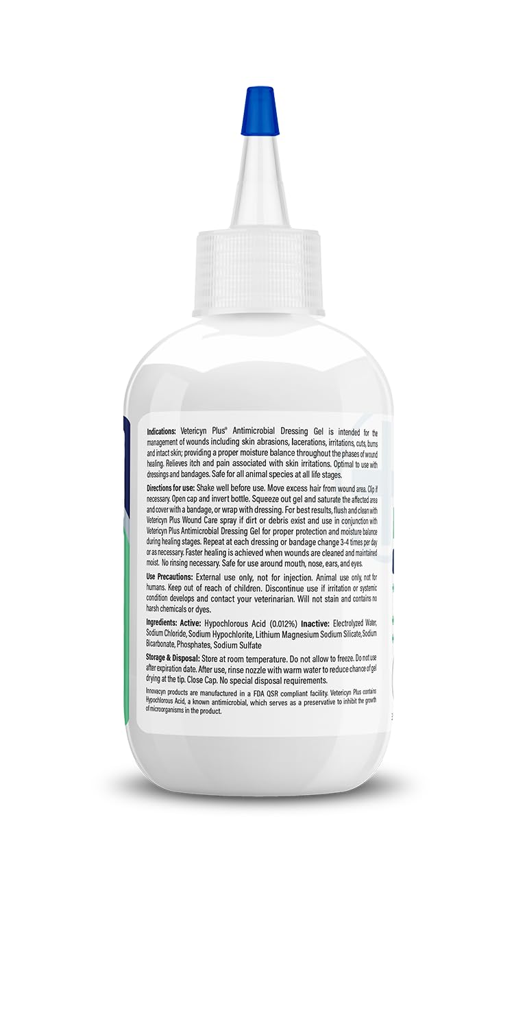 Vetericyn Plus Wound Dressing Gel creates a thick barrier over a wound site