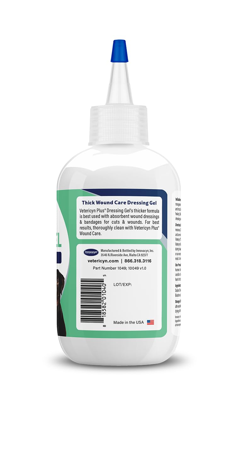 Vetericyn Plus Wound Dressing Gel easily used under a bandage on a pet wound