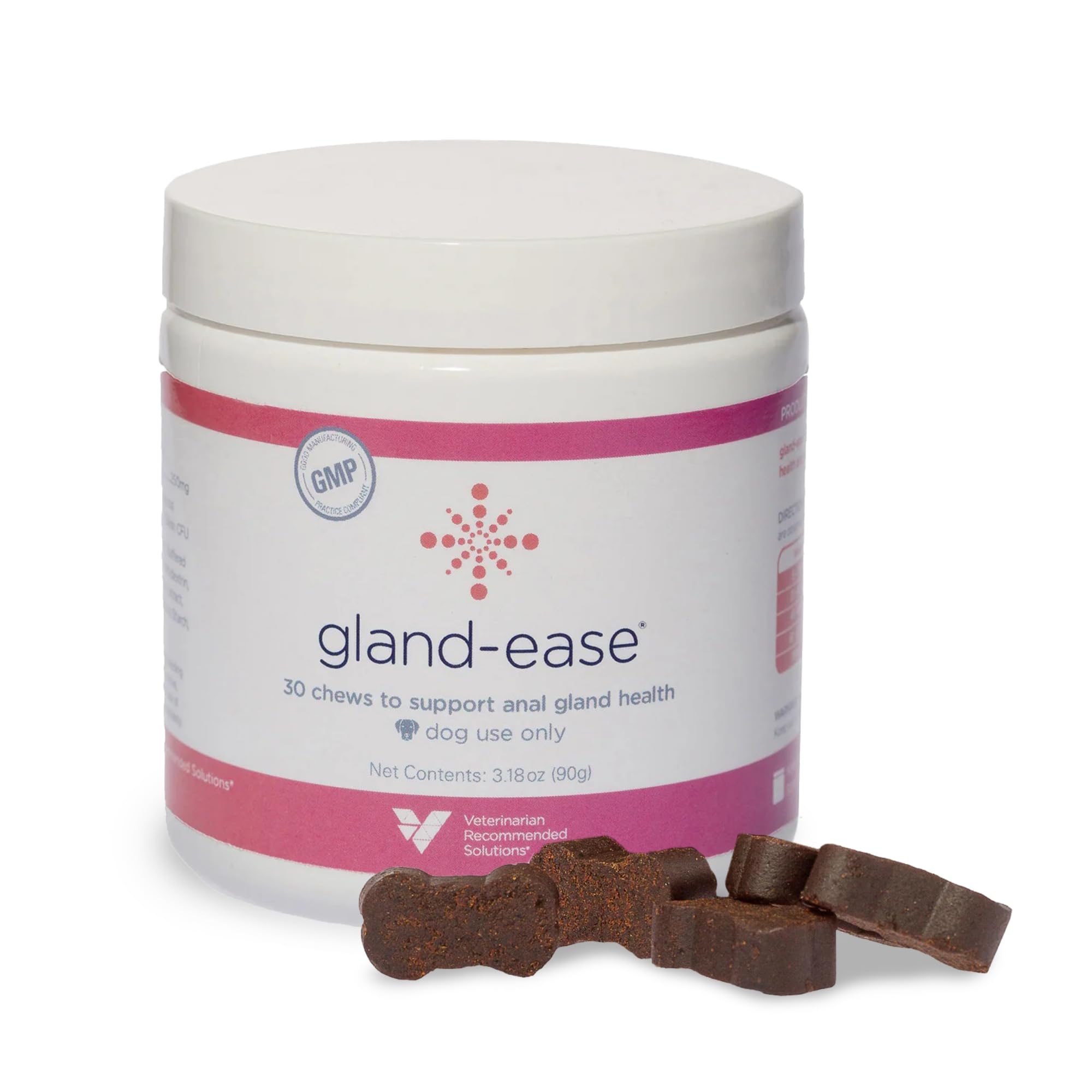 Veterinarian Recommended Solutions gland-ease small dog chews bottle for convenient daily support