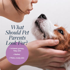 Veterinary Formula Clinical Care closeup shows oatmeal and sulfur for skin health