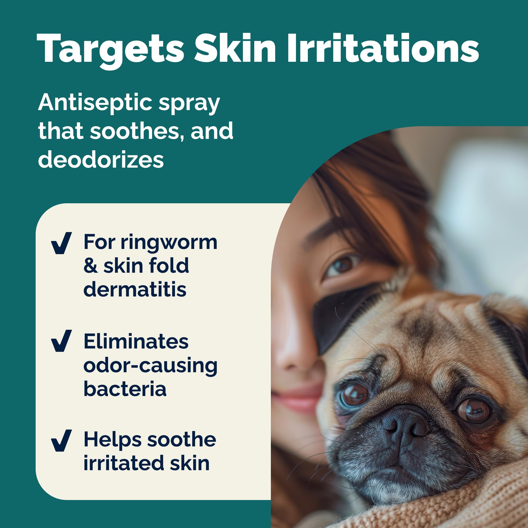 Vetnique Dermabliss application on a dog's irritated area for soothing relief.