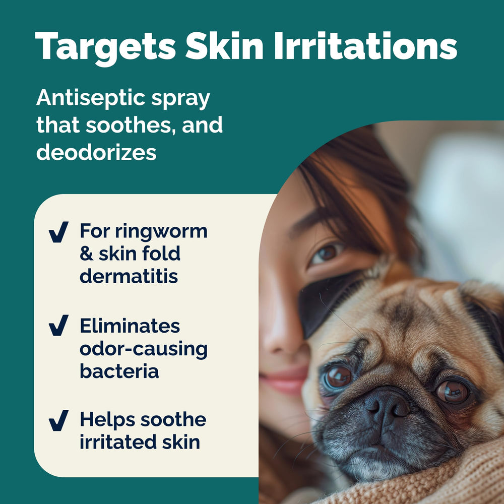 Vetnique Dermabliss application on a dog's irritated area for soothing relief.