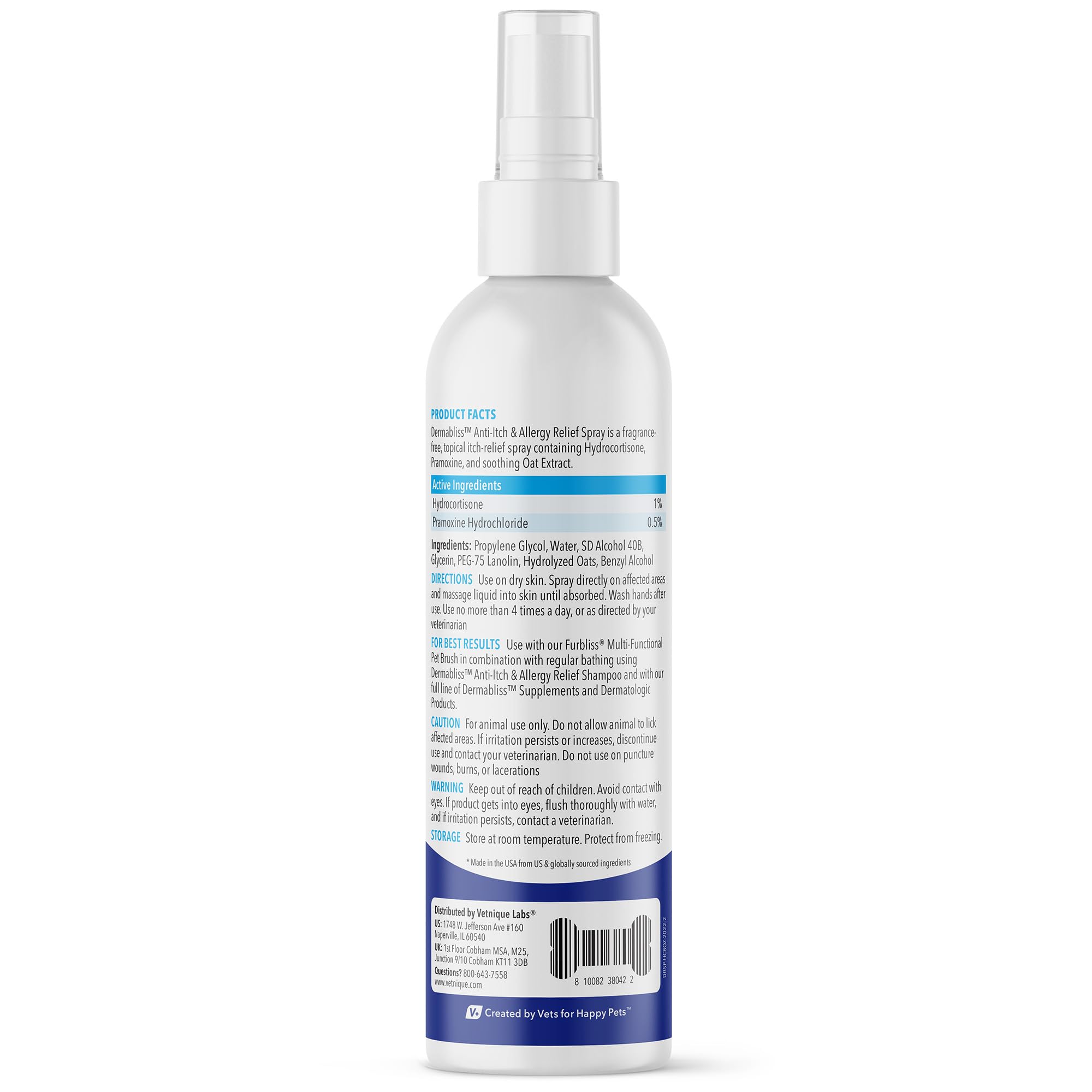 Dermabliss fragrance-free label highlight fragrance free formula for sensitive pets