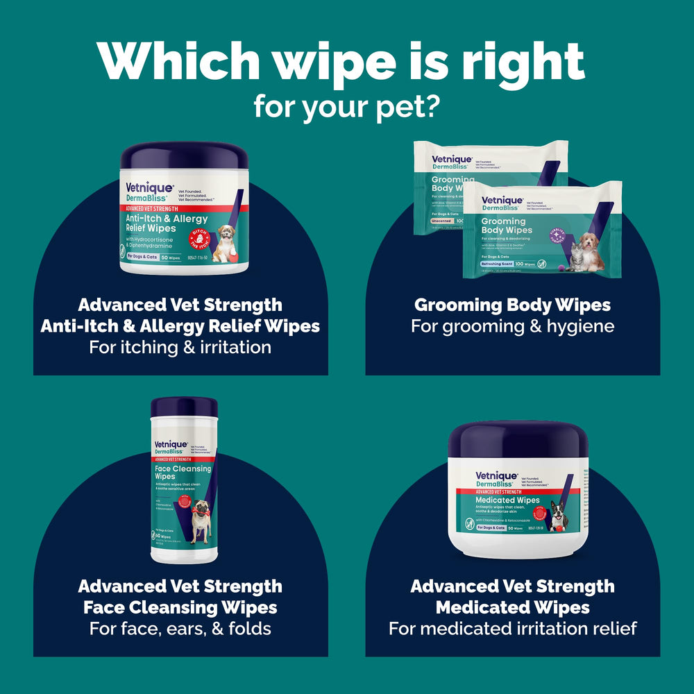 Vetnique Dermabliss wipes on a paw being cleaned