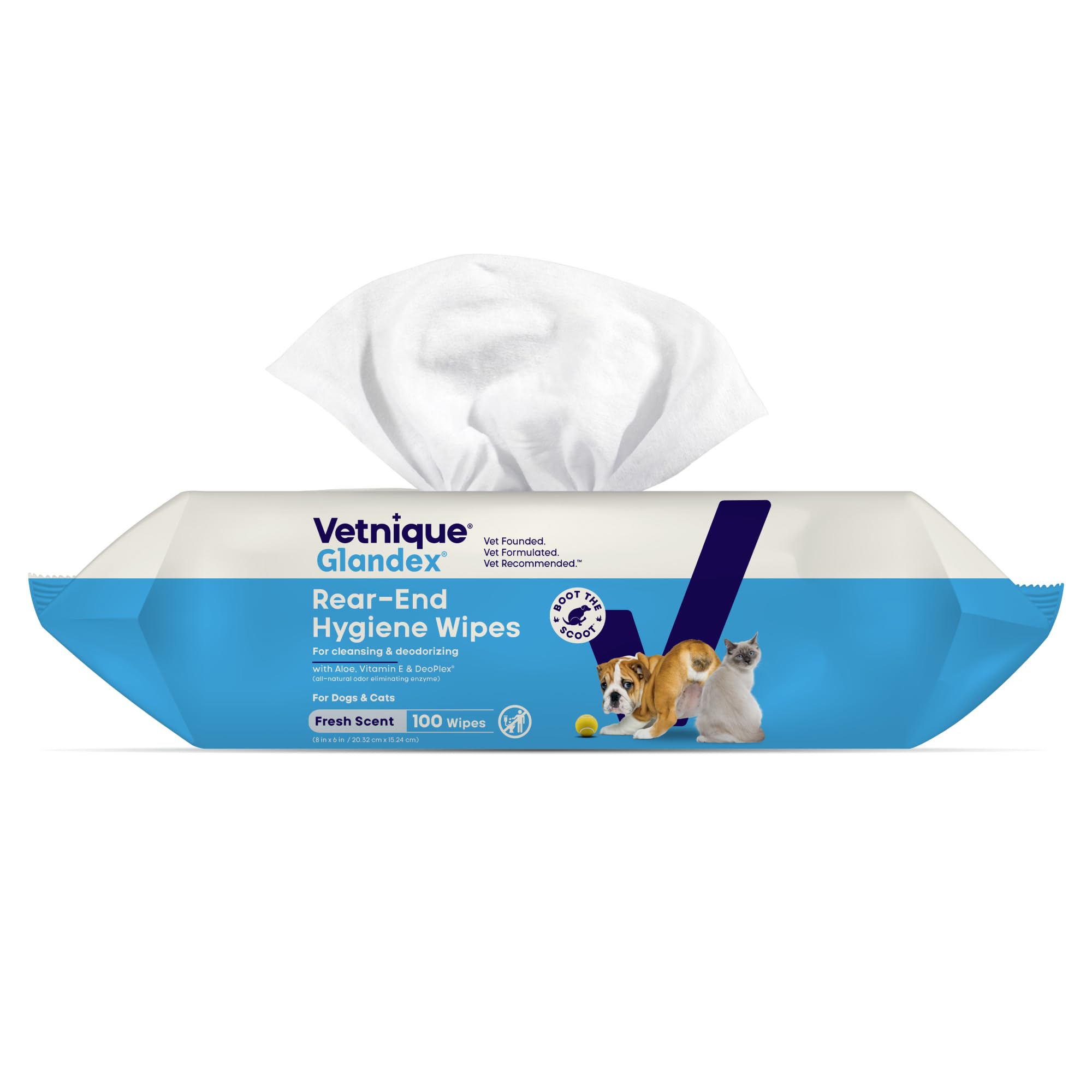 Aloe vera y Vitamina E en Vetnique Glandex para calmar la piel.