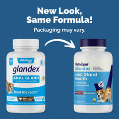 Vetnique Glandex dog fiber powder measuring scoop for precise servings and digestive health.