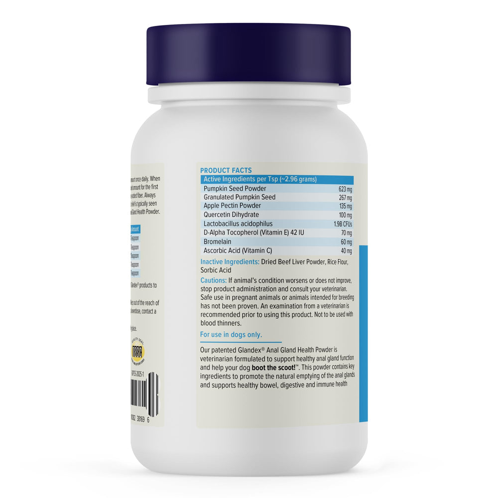 Vetnique Glandex pumpkin seed ingredient signals natural gland support.