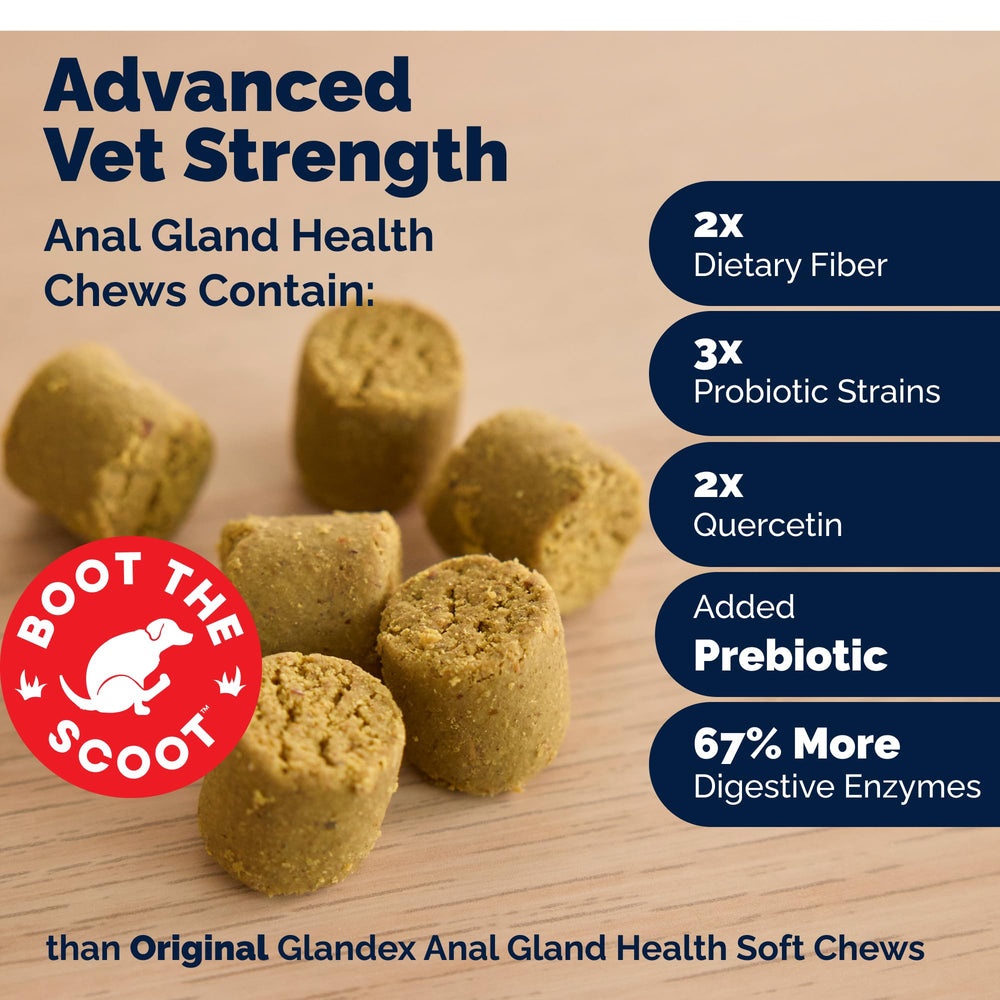 Vetnique Glandex vegan duck bacon chews with pumpkin flavor support anal glands
