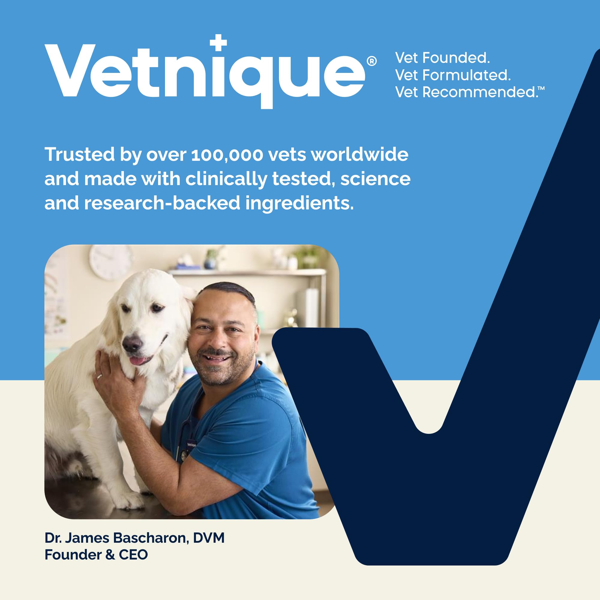 Vetnique Glandex vet-recommended product badge signaling trusted anal gland care.