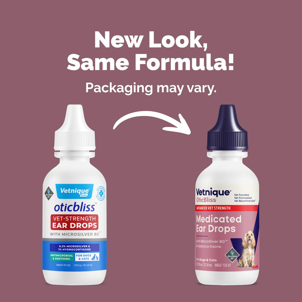 Vetnique Oticbliss bottle-pour demonstrates easy application for ear care.