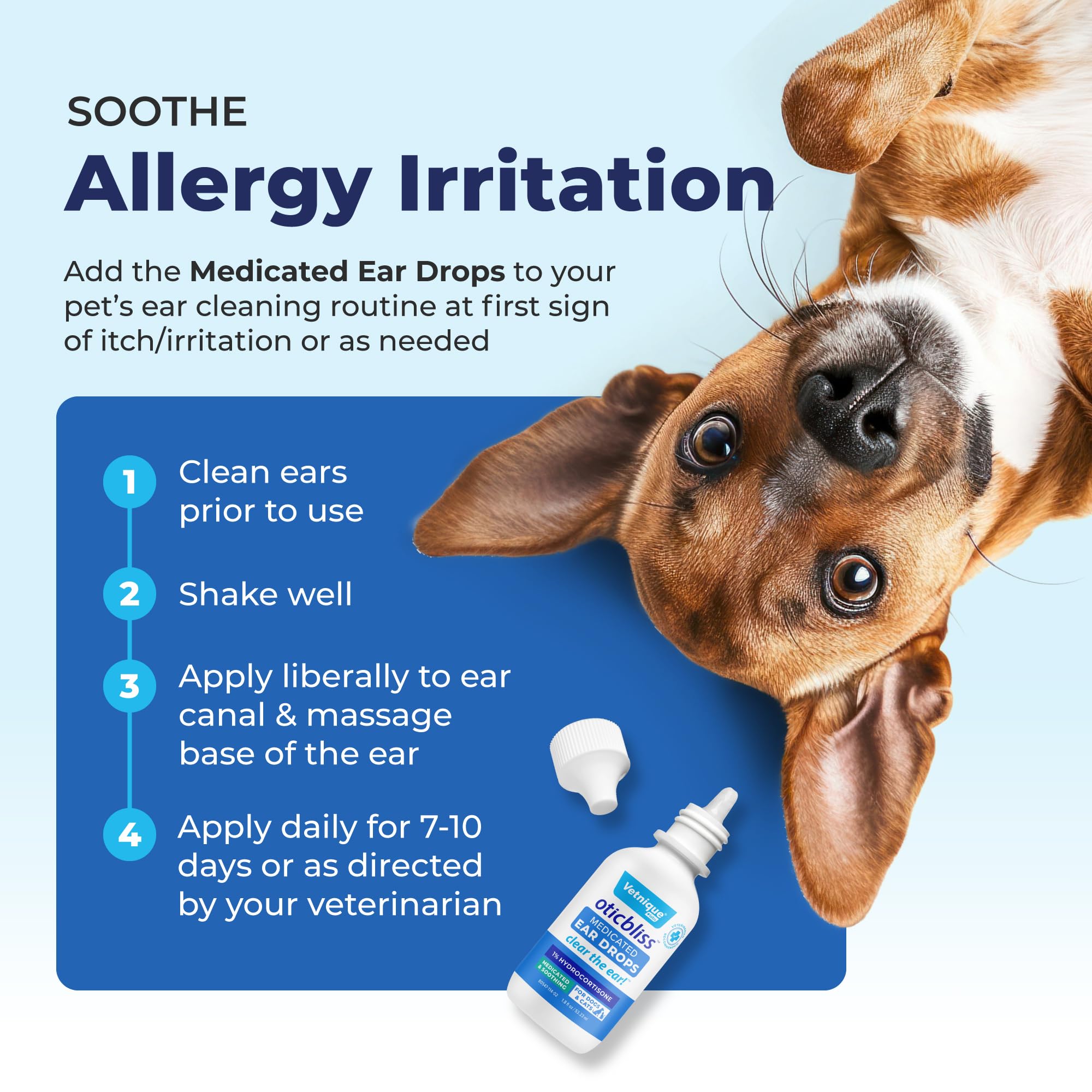 Vetnique Lab vet-formulated label highlights trusted ear care.