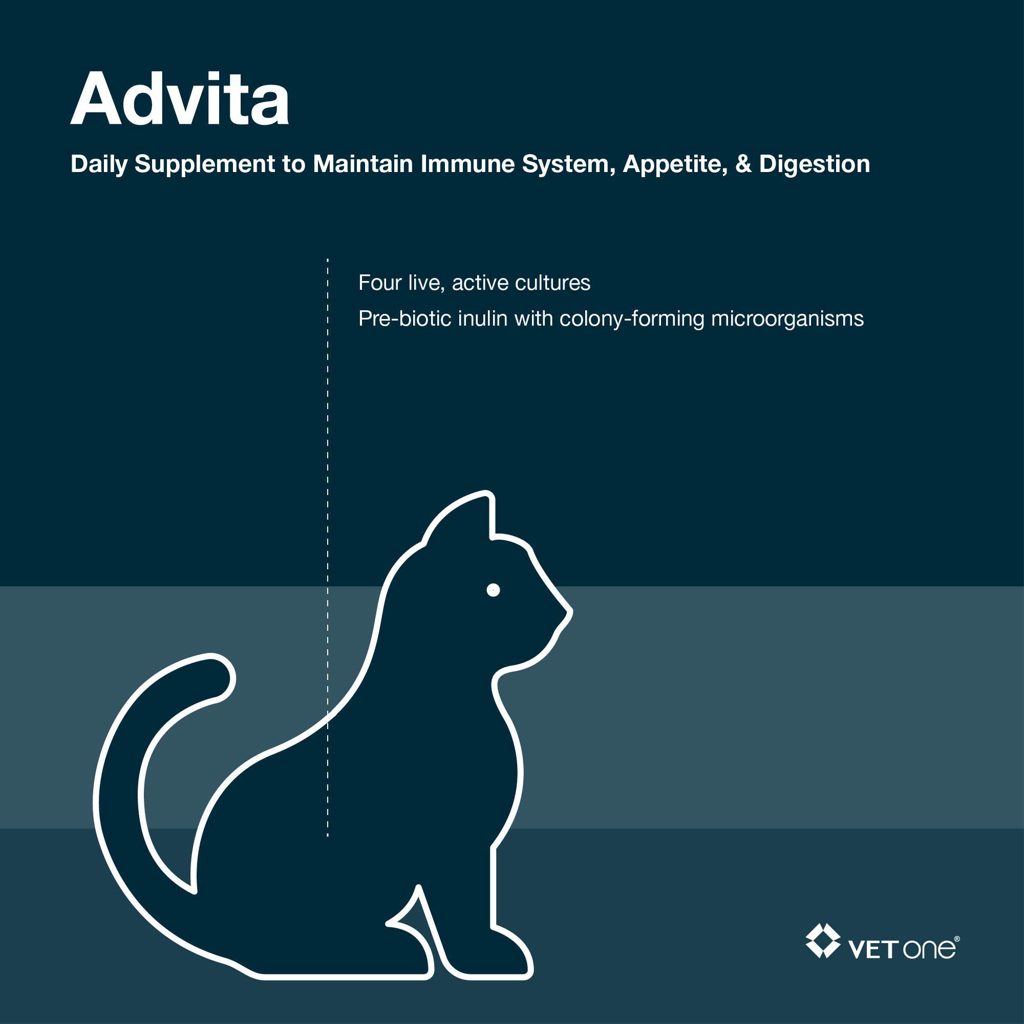 Vet One Advita powder packets close-up highlights microencapsulated delivery