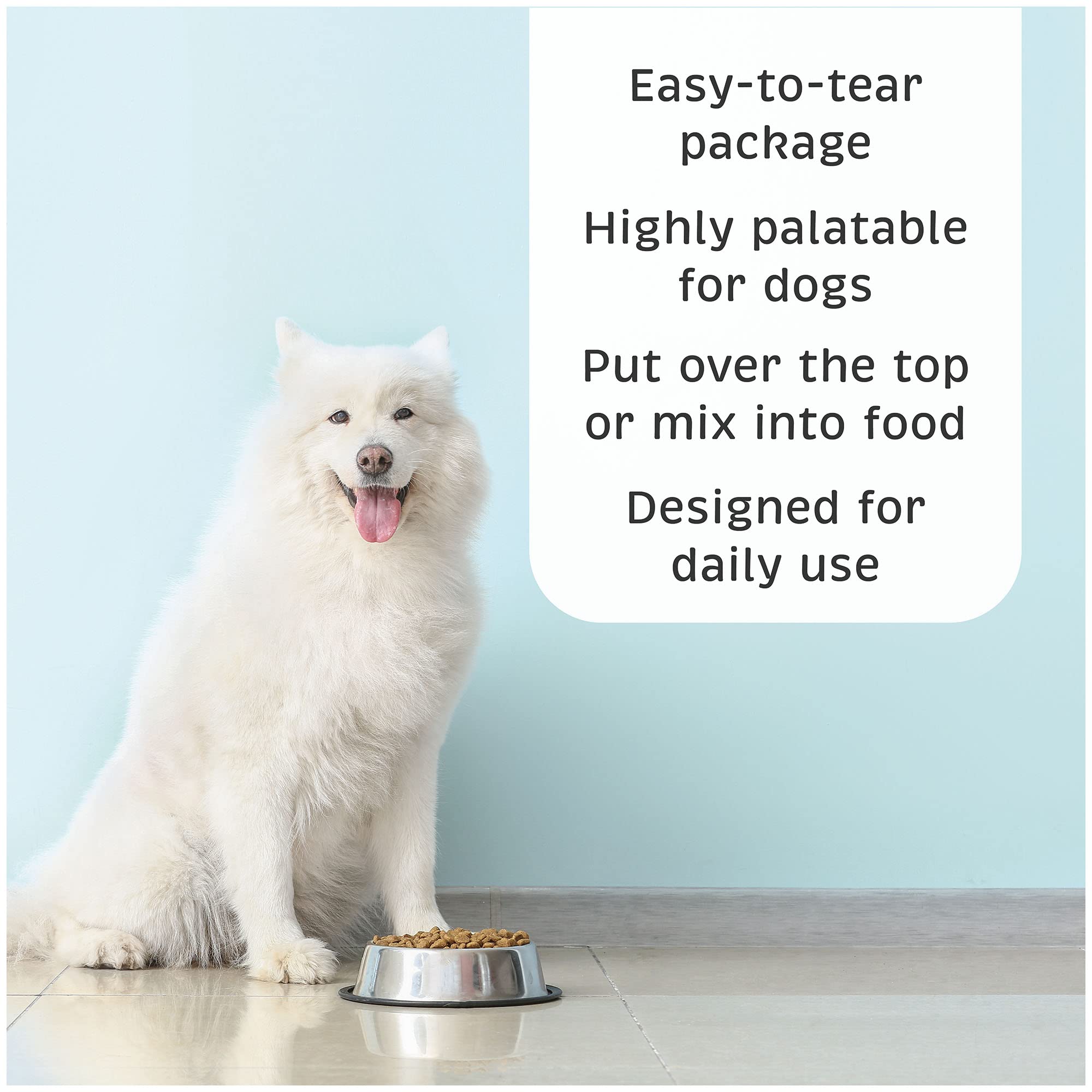 VetOne Advita probiotic packets beside dog bowl, supporting healthy digestion and appetite