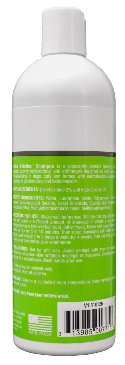 VetOne KetoHex shampoo lather image shows soothing wash for itchy skin.