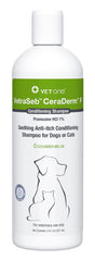 VetOne VetraSeb CeraDerm shampoo bottle—soothing sensitive skin and deodorizing pets.