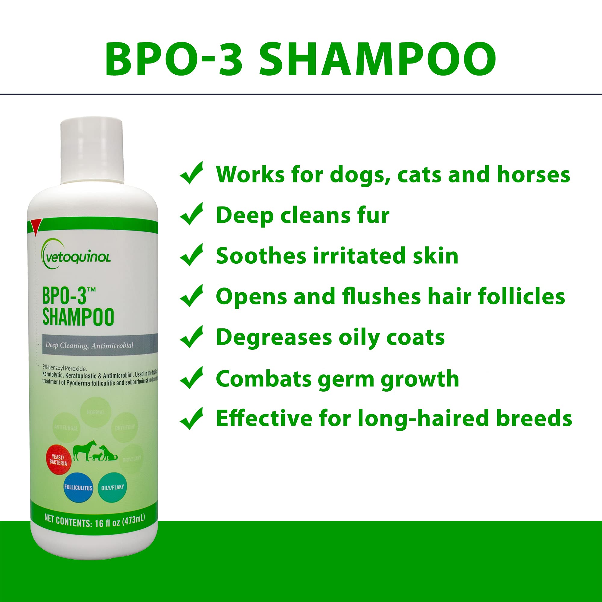 Vetoquinol BPO-3 Shampoo lather-suds demonstrates rich cleansing for oily coats