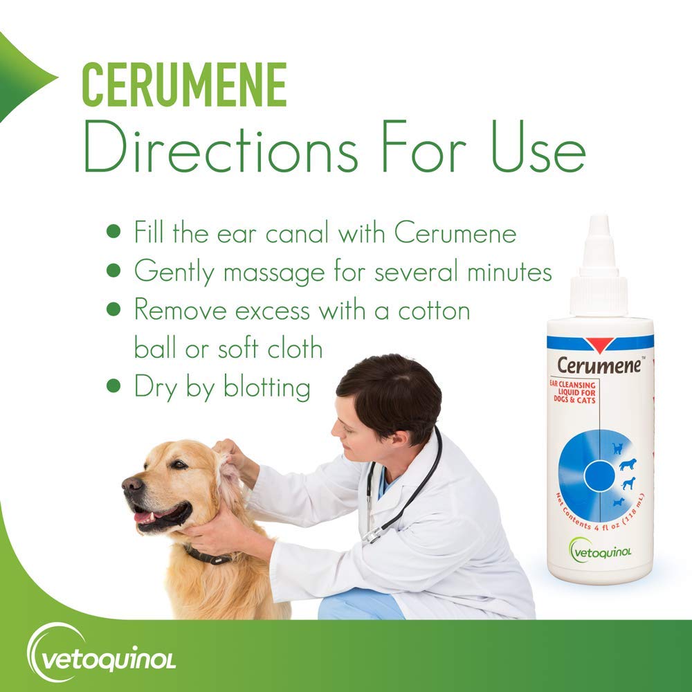 Vetoquinol Cerumene ear cleanser after-use ear is clean and comfortable