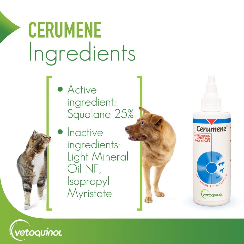 Vetoquinol Cerumene ear cleanser used on cats for wax-softening routine