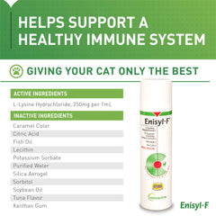 Vetoquinol Enisyl-F bottle and pump close-up for convenient daily Lysine.