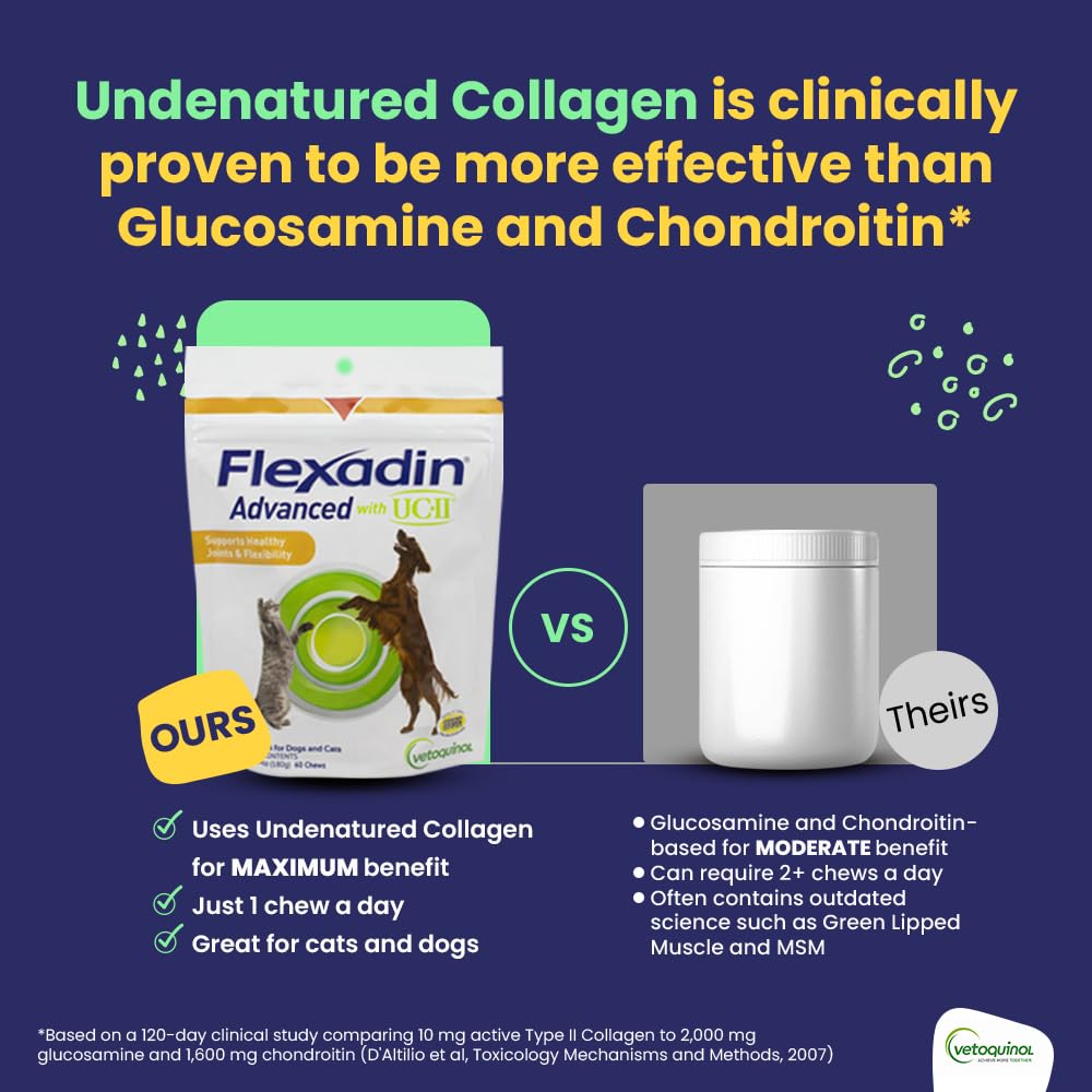Vetoquinol Flexadin Advanced chew texture close-up suggesting tasty, easy daily joint care.