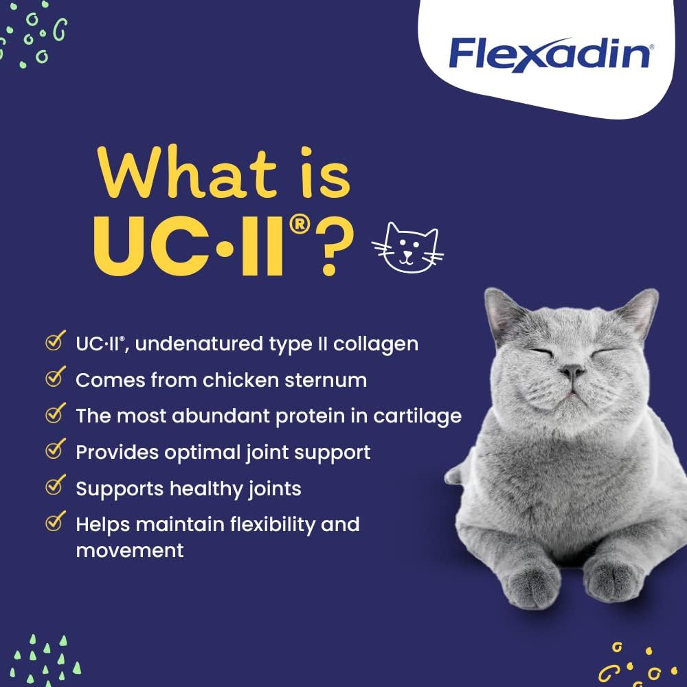Vetoquinol Flexadin cat hip chew packaging highlights omega-3 and vitamin E