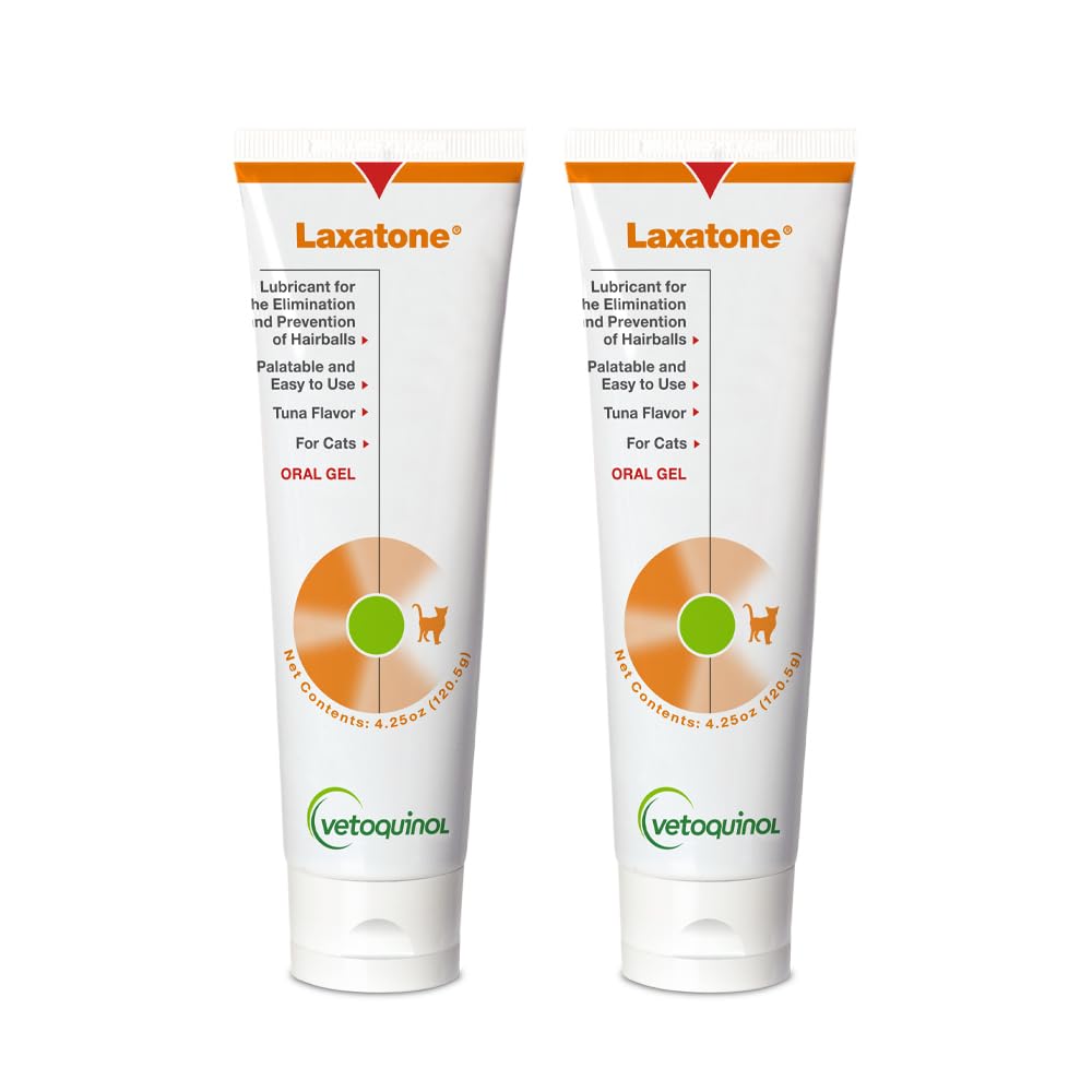 Vetoquinol Laxatone bottle front view highlighting hairball support