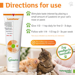 Vetoquinol Laxatone applied to a cat's paw for convenient daily use