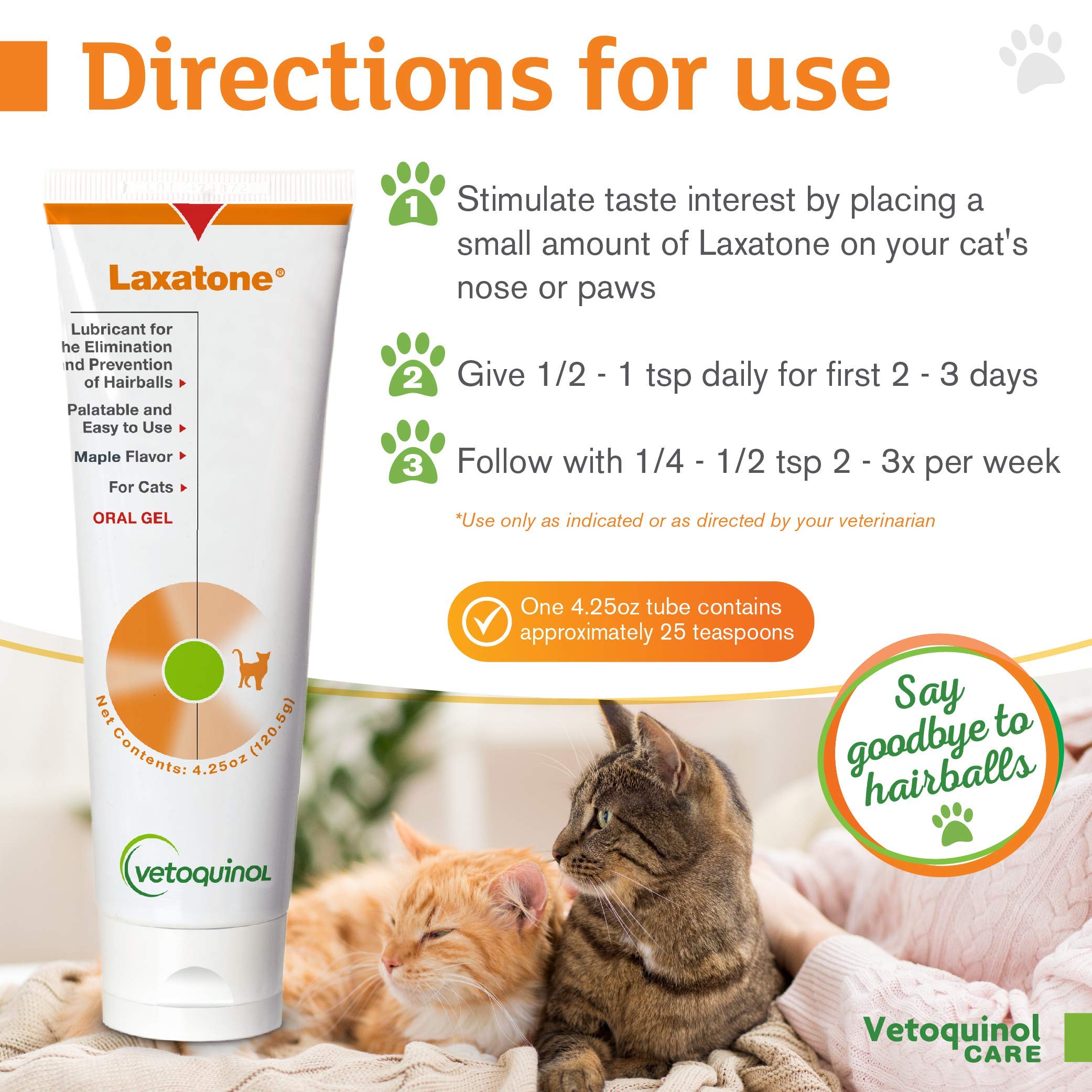 Cat nose and paws with Vetoquinol Laxatone maple gel for daily use