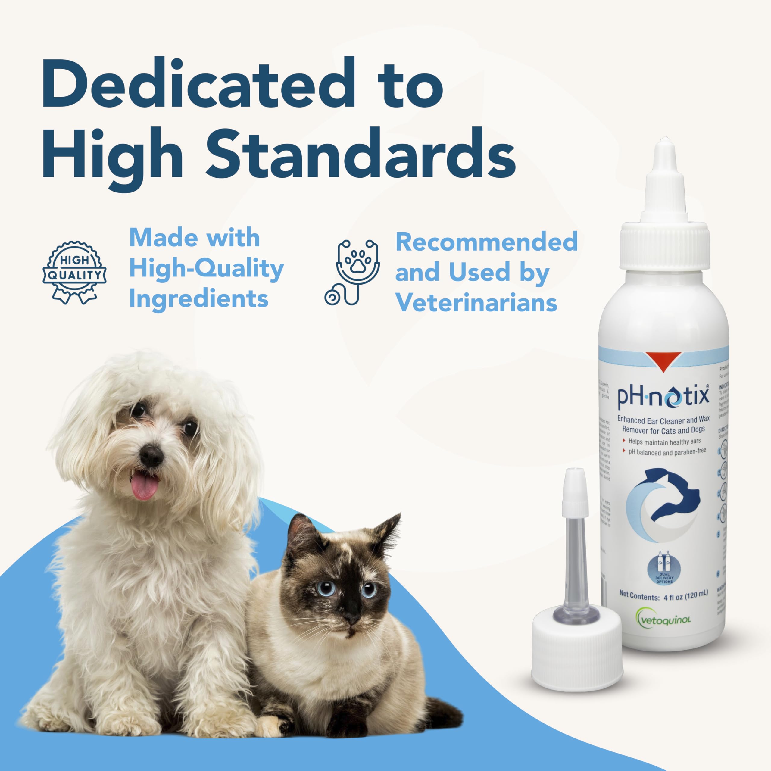 Vetoquinol pH•notix dog and cat care scene during ear cleaning