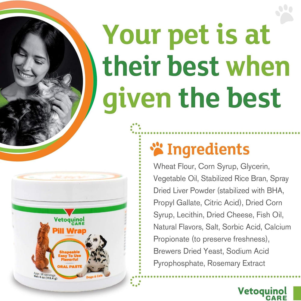 Vetoquinol Pill Wrap cat jar demonstrates flavor-rich paste for pill time.