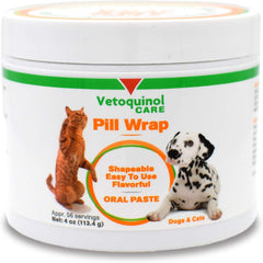 Vetoquinol Pill Wrap dog jar shows easy masking paste for pills.
