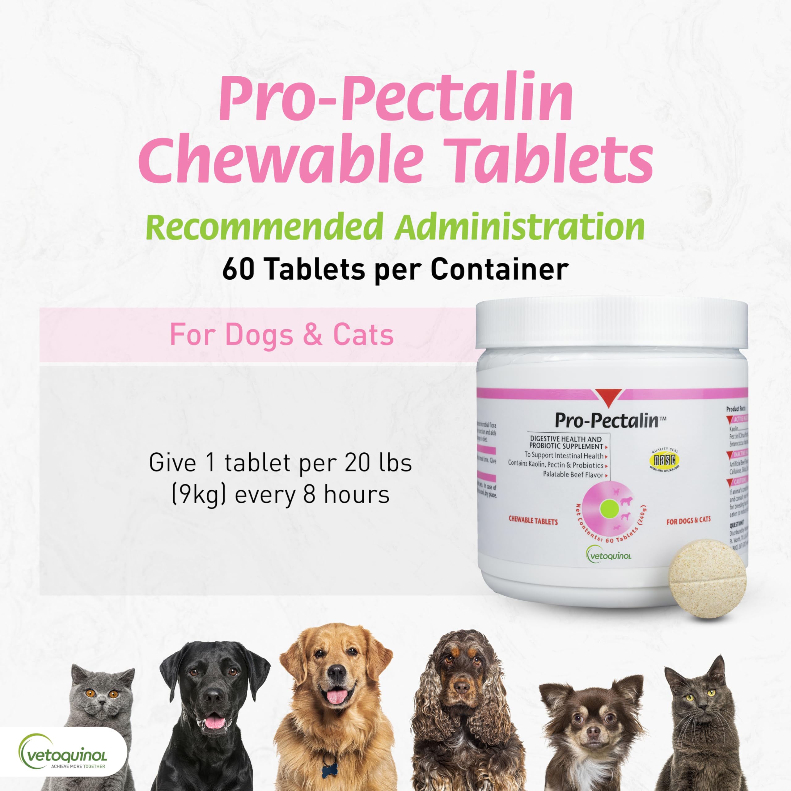 Vetoquinol Pro-Pectalin suitable for dogs and cats, easy administration at home.