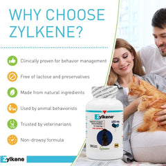 Vetoquinol Zylkene calm dog on porch visualizes reduced stress during exciting moments.