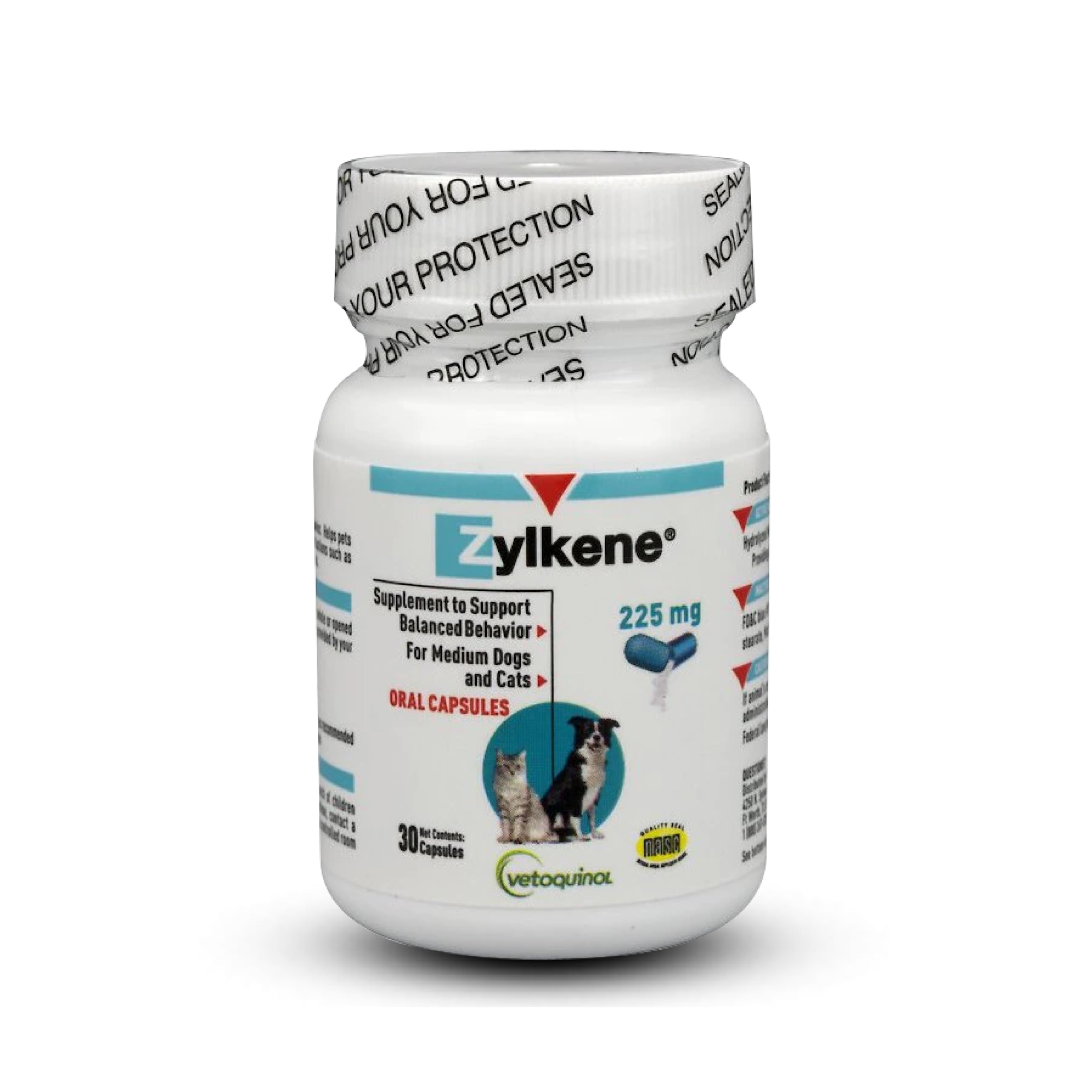 Vetoquinol Zylkene bottle promotes calmness during daily routines.
