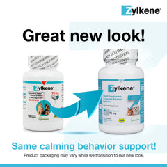 Vetoquinol Zylkene capsules closeup highlighting alpha-casozepine calming ingredient.