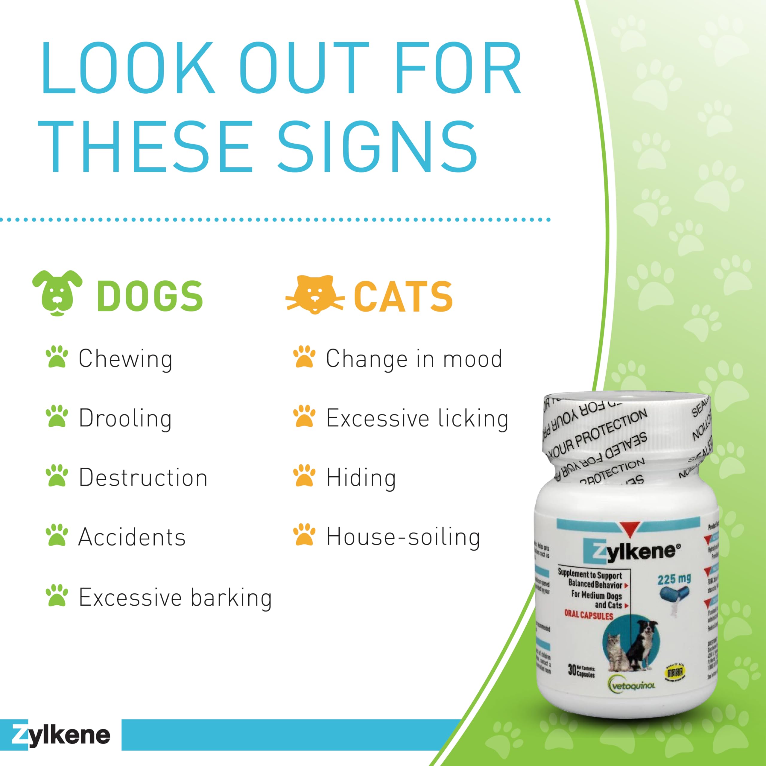 Vetoquinol Zylkene dog meal mix shows simple daily dosing.