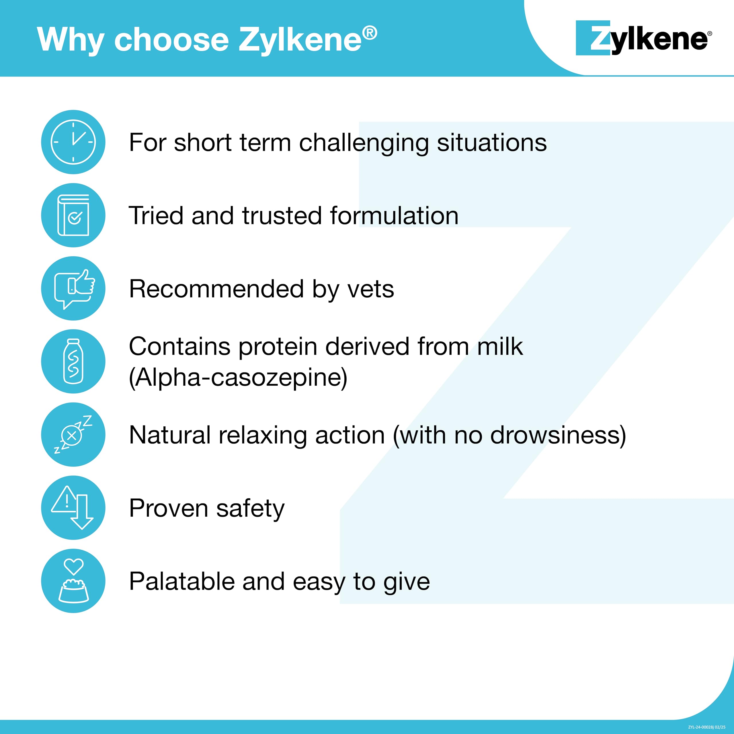 Zylkene de Vetoquinol: envase ergonómico, fácil de administrar y medir dosis.