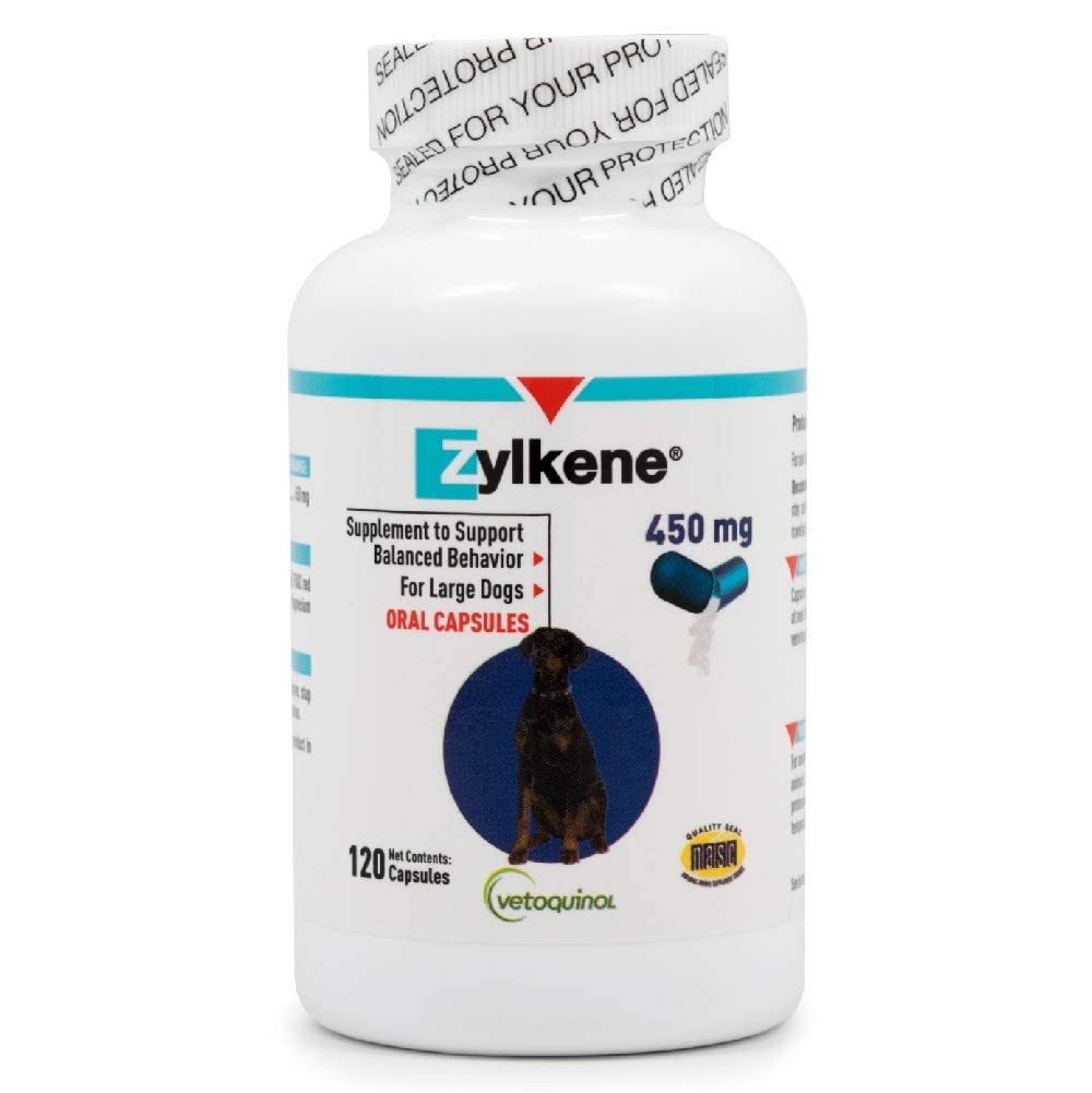 Vetoquinol Zylkene large dog capsule open demonstrates easy daily calming support.