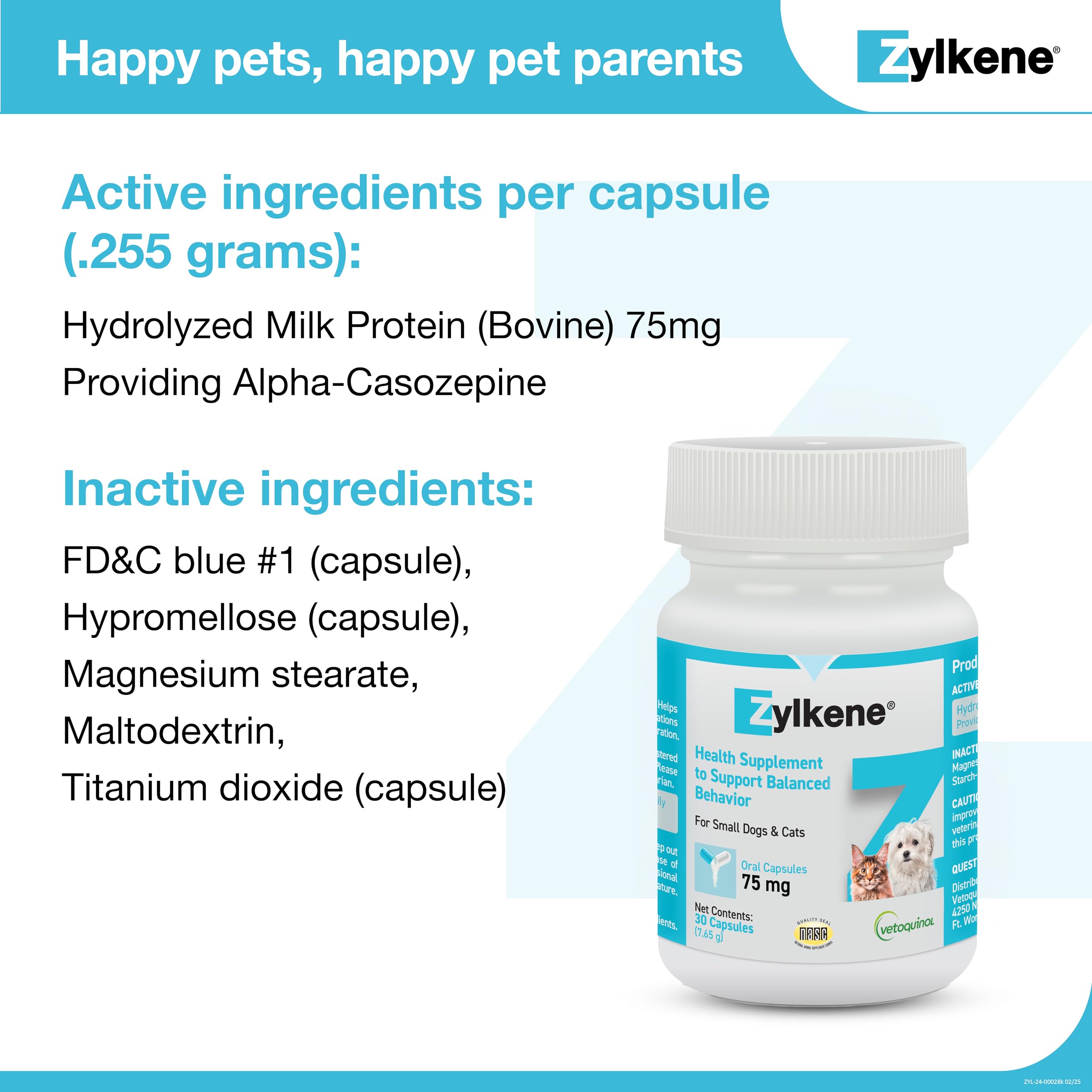 Vetoquinol Zylkene veterinarian-visit image illustrating daily calming support for pets.