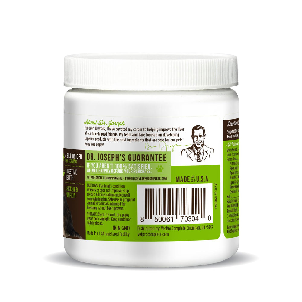 VetPro Complete 90-scoops container image for ongoing gut health.