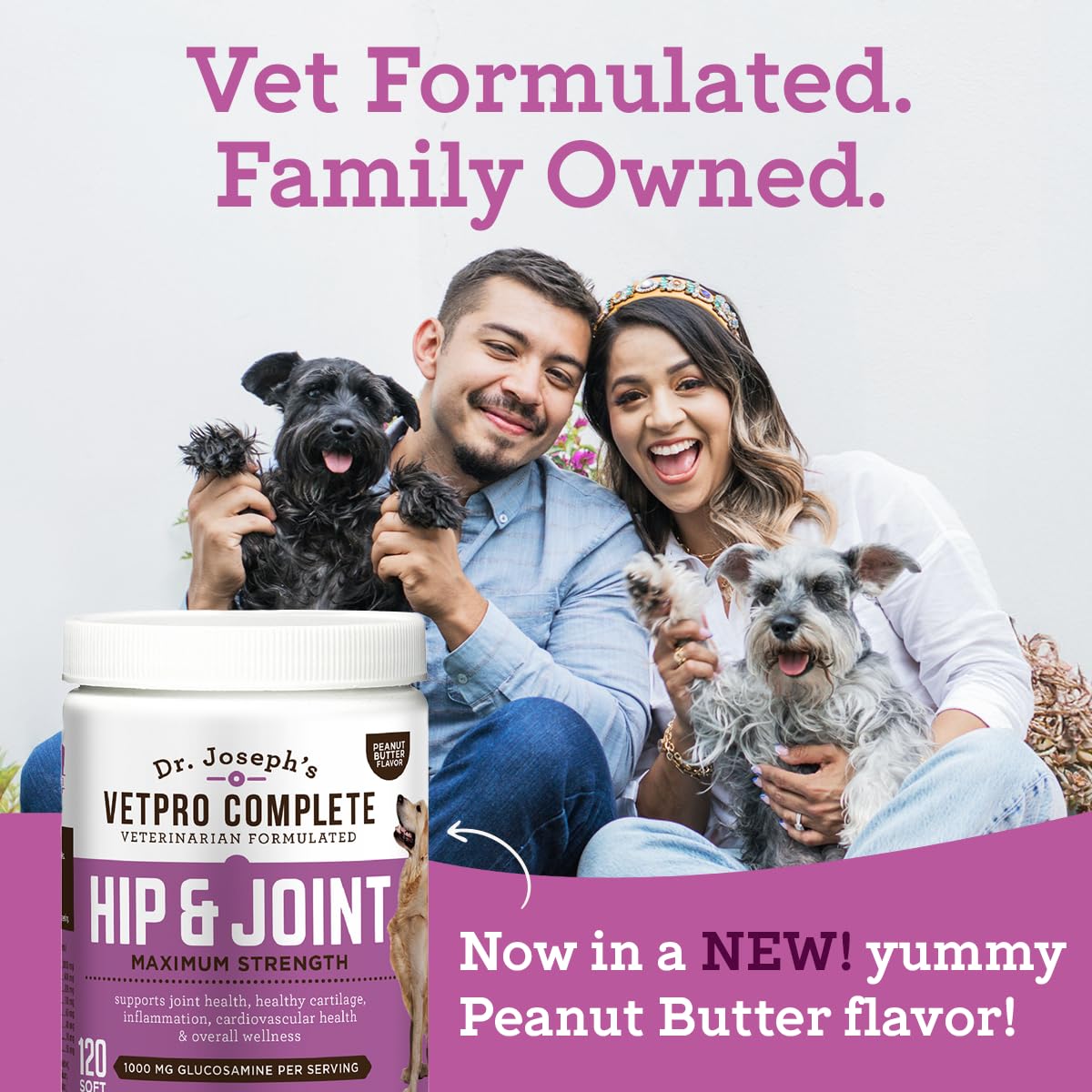 VetPro Complete chews pack on kitchen counter implying simple dosing