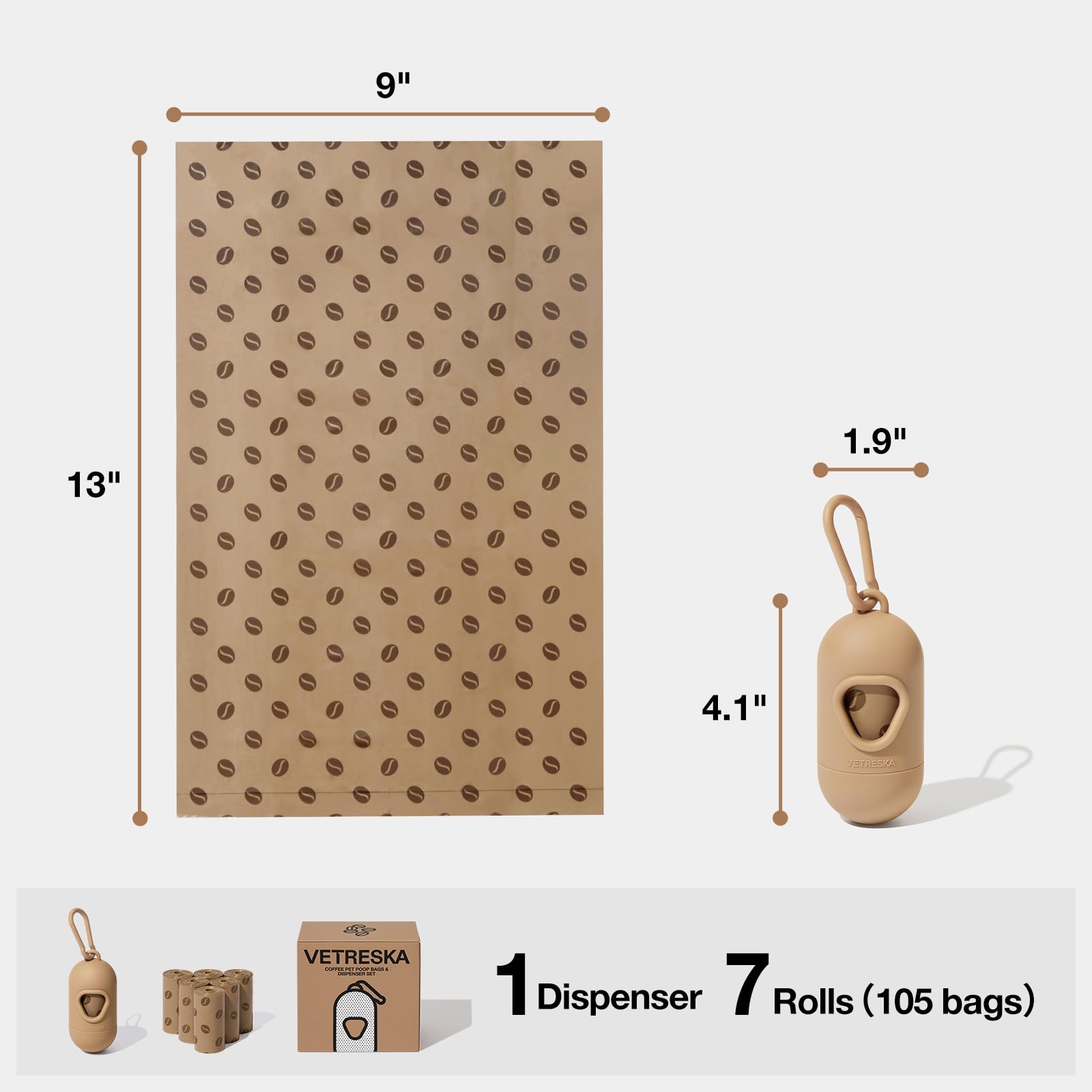 VETRESKA coffee scented bags pack for daily cleanup