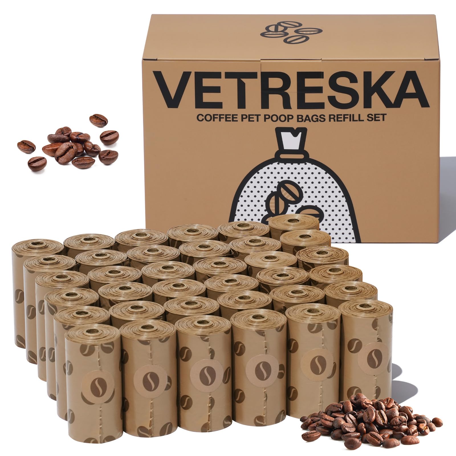 VETRESKA dog poop bags 540-count coffee scented for odor control during walks