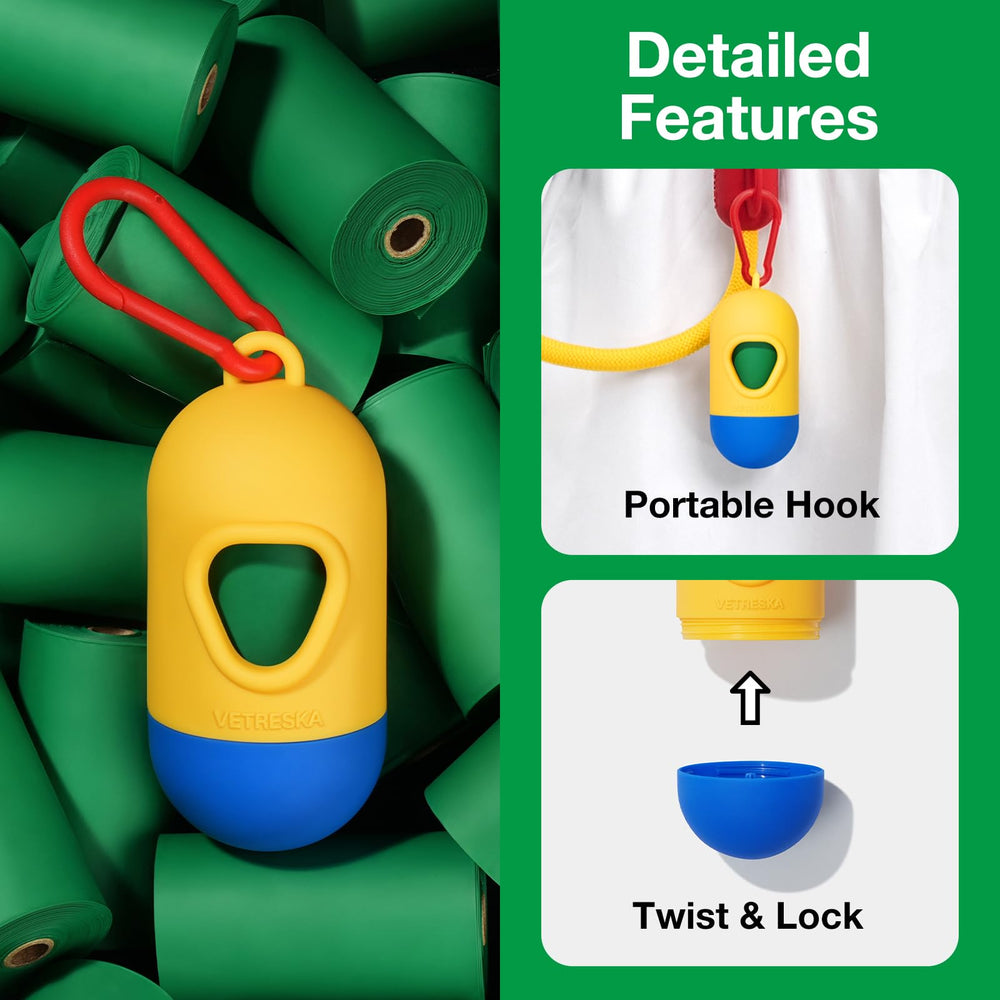 VETRESKA leash/collar clip keeps dispenser within reach.