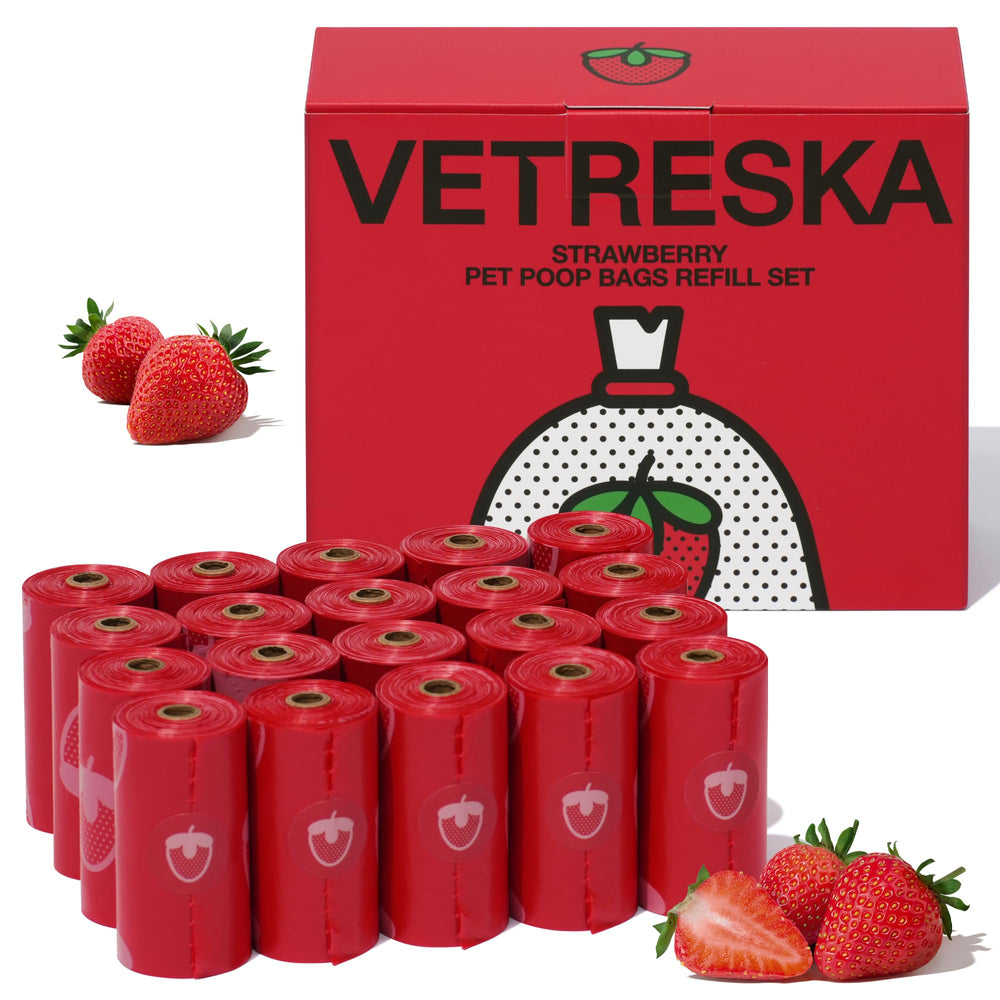 VETRESKA paquete 20 rollos para pasear perros y gatos, con bolsas prácticas.