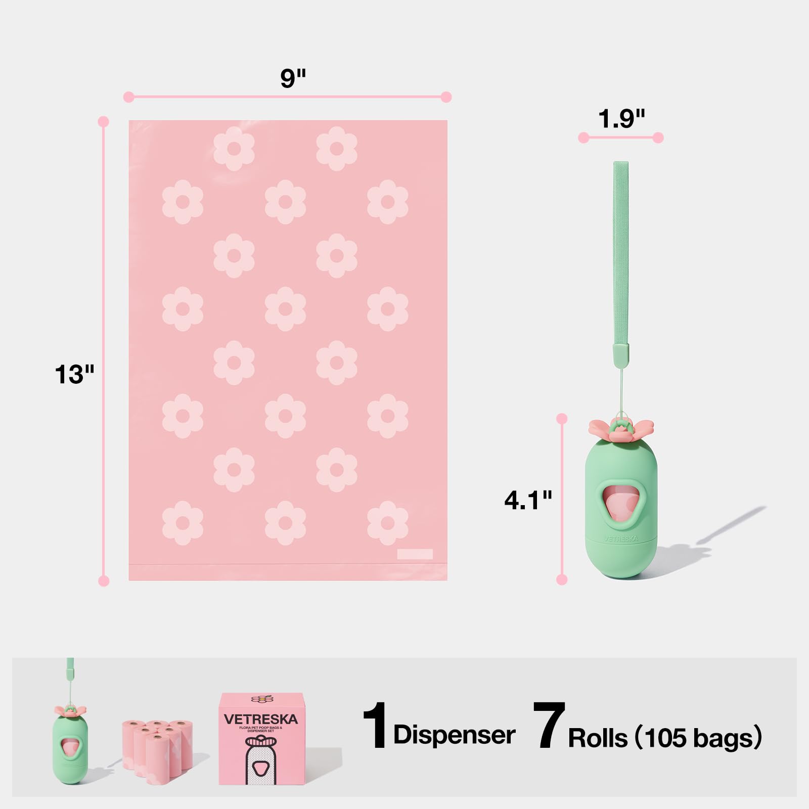 VETRESKA bags sized 9x13 inches fit standard disposal setups